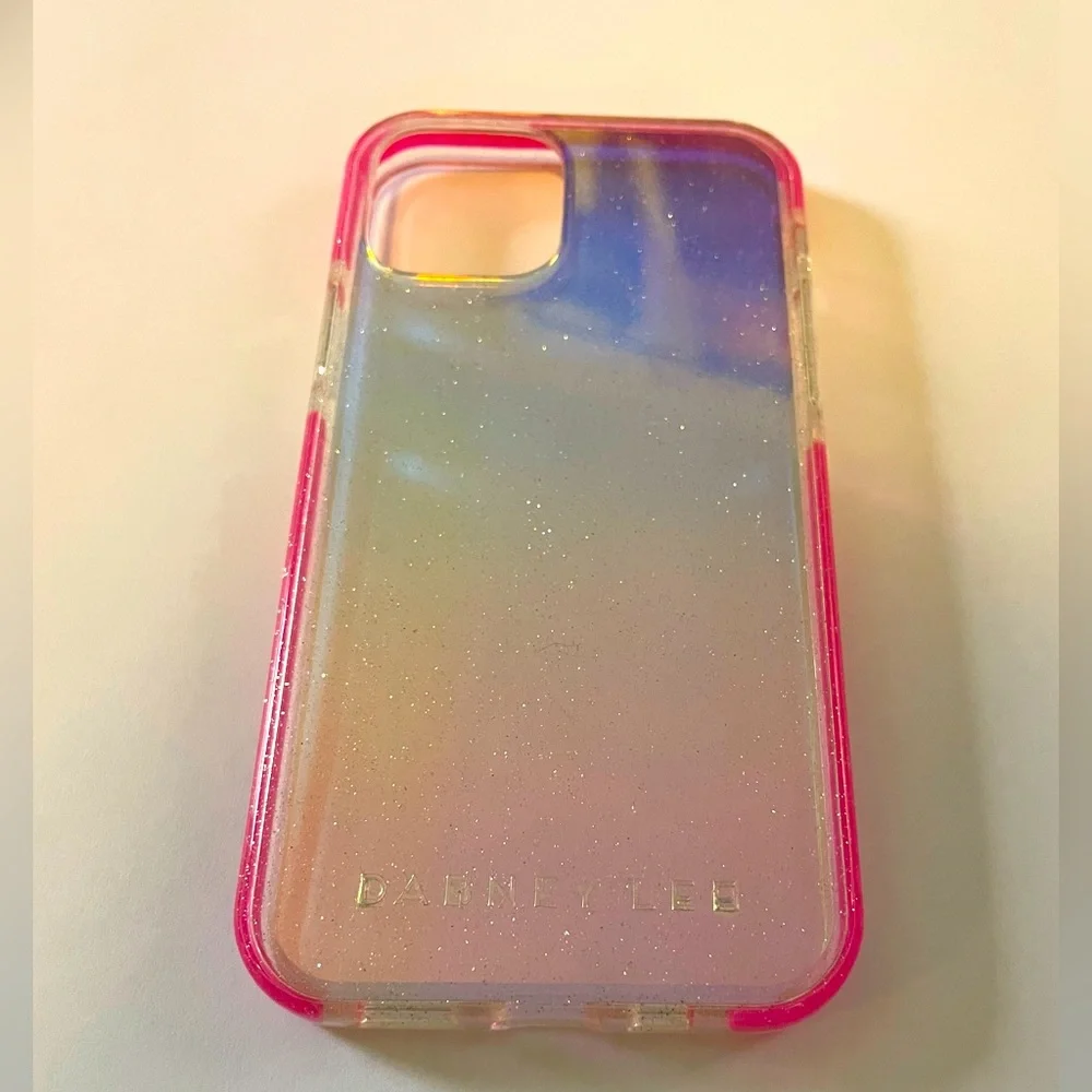 Barney Lee I-Phone 12 Case Clear Glitter Pink Barbiecore Feminine Girly